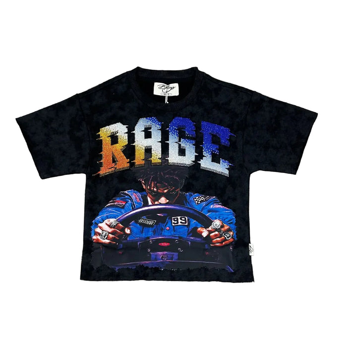 BKYS "RAGE" BOYS F-TERRY CROPPED T-SHIRT - T1429B - BLACK