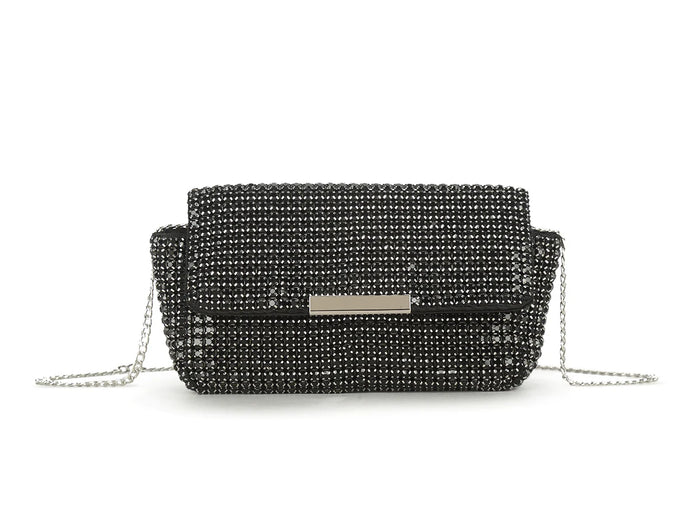 Black Diamante Mini Clutch Bag