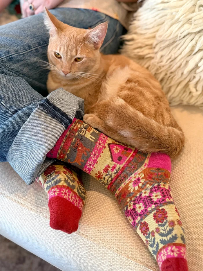 Boxed Boho Sock Set, Set of 3 - Blue Cat-view 4