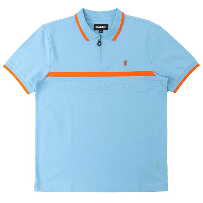 (B&T) MAKOBI MORADI POLO SHIRT - M397 - LIGHT BLUE/ ORANGE