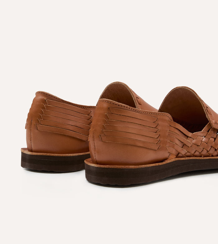 Chamula Tan Leather Durango Woven Sandal