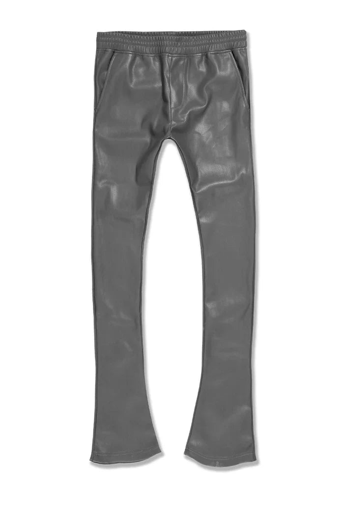 JORDAN CRAIG VEGAN LEATHER STACKED PANT - 8560L - CHARCOAL