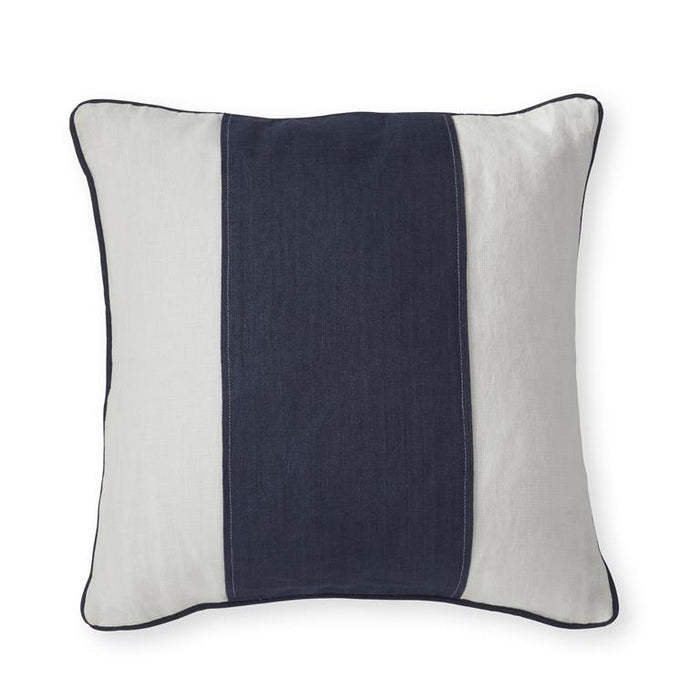 Cream & Navy Linen Yacht Stripe Pillow