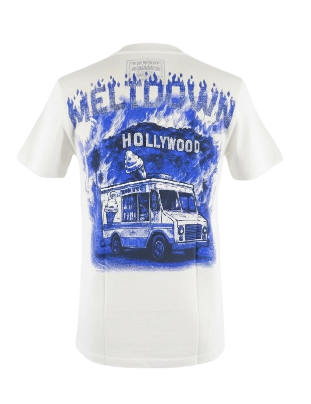 DENIMICITY MELTDOWN ON SUNSET STONE T-SHIRT - DNM-2505R -WHITE/ROYAL