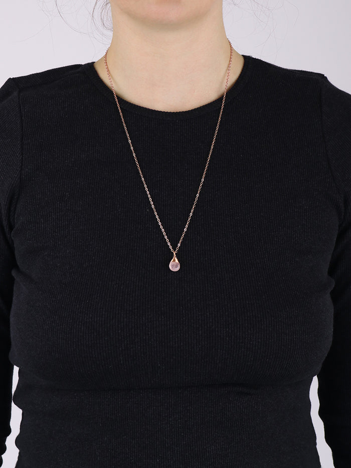 Drop Shape Gem Pendant | Rose Quartz-Image 2