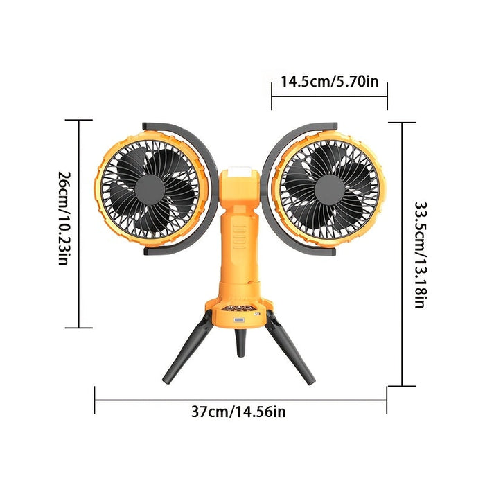 Dual Head Outdoor Camping Fan with Power Bank