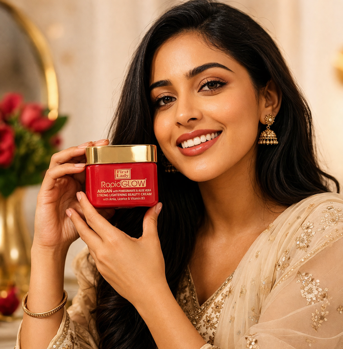 First Lady Rapid Glow Argan Brightening Face Cream 250ml | Kojic Acid, Vitamin C, Licorice & Amla | Even Skin Tone & Radiance Boost