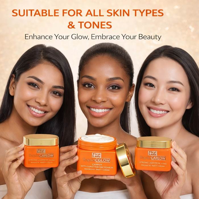 First Lady Rapid Glow Carrot Brightening Cream 250ml – Kojic Acid, Vitamin C & Retinol | Dark Spot Fade & Radiant Skin