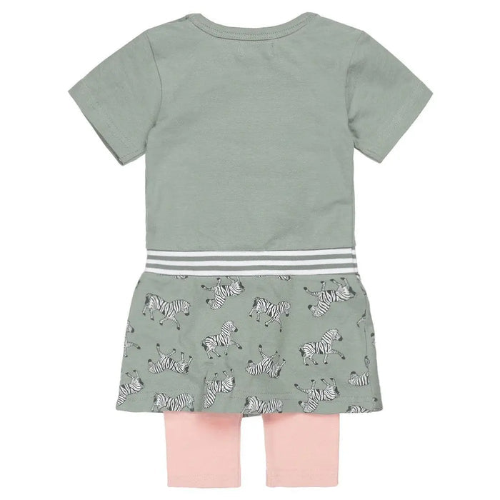 Girls Baby Set With Dress and Legging Green Zebra | Dirkje - Jenni Kidz