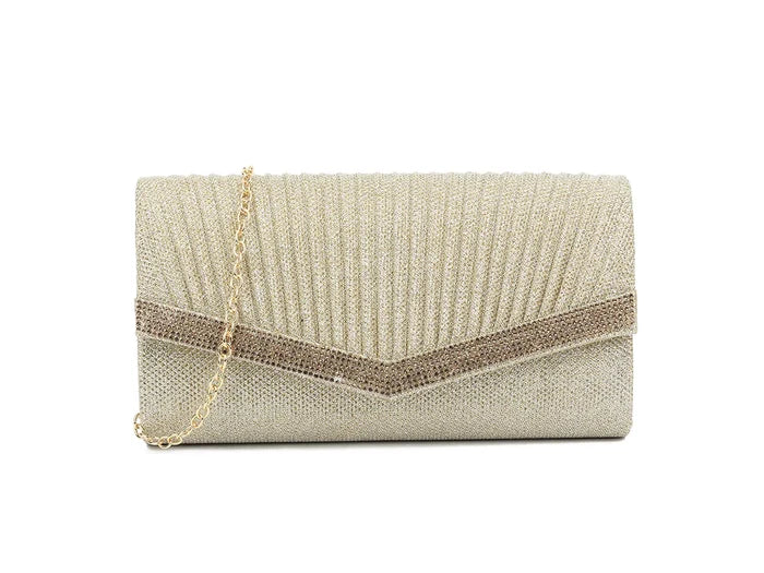 Gold Crystal Glitter Clutch Bag