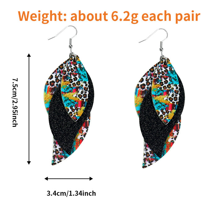 Gray Leopard Faux Leather Teardrop Ear Bling Two Styles Available