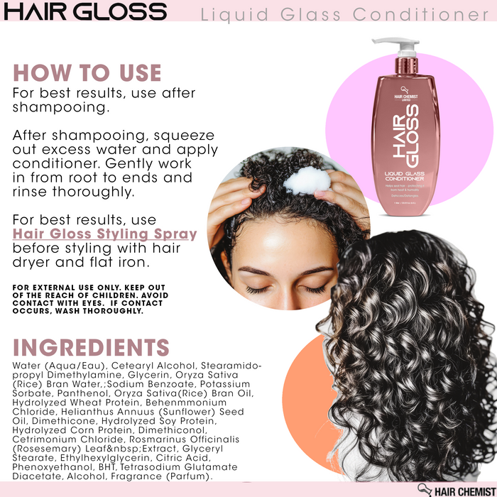 Hair Chemist Hair Gloss Liquid Glass Shampoo & Conditioner Set 33.8 Ounce (2-PC SET)