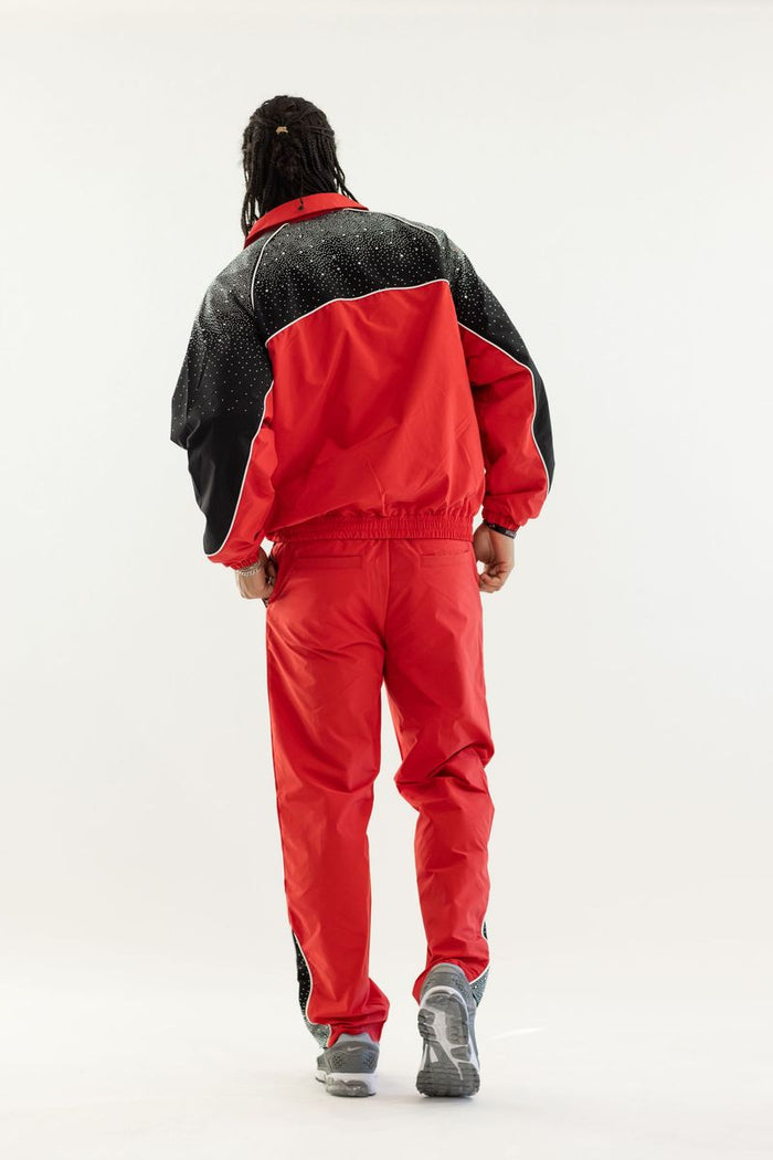KINDRED RHINESTONE NYLON TRACK SUIT - KD2236SET - RED/BLACK