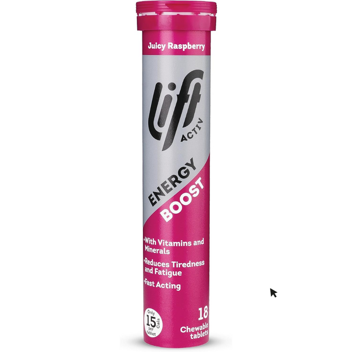 Lift Activ Chewable Energy Tablets Juicy Raspberry 18 (T)
