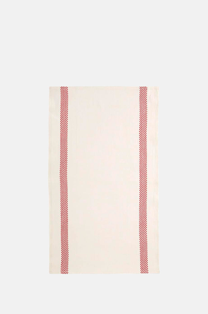 Charvet Lustcru Tea Towel Blanc Rouge.