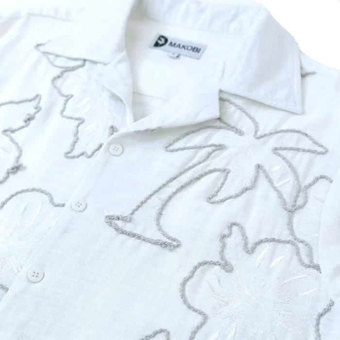 MAKOBI LEVONIA LINEN SHIRT & SHORT SET - M822SET - WHITE