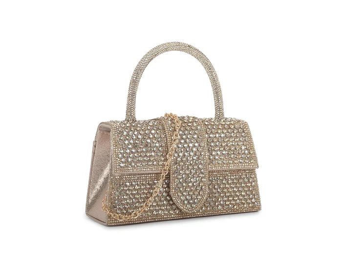 Mini Gold Diamante Tote Handbag