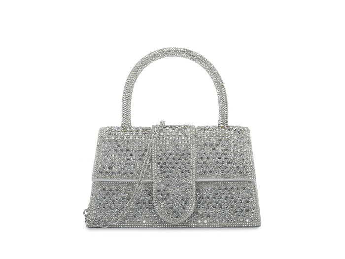 Mini Silver Diamante Tote Handbag