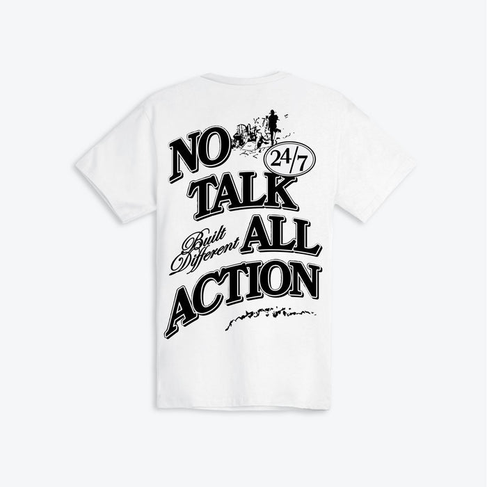 OUTRANK - "NO TALK ALL ACTION" T-SHIRT - OR3978T - WHITE
