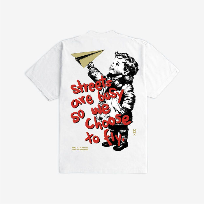 OUTRANK NO LANES UP HERE ULTRA HEAVYWEIGHT T-SHIRT - OR3936PR - WHITE
