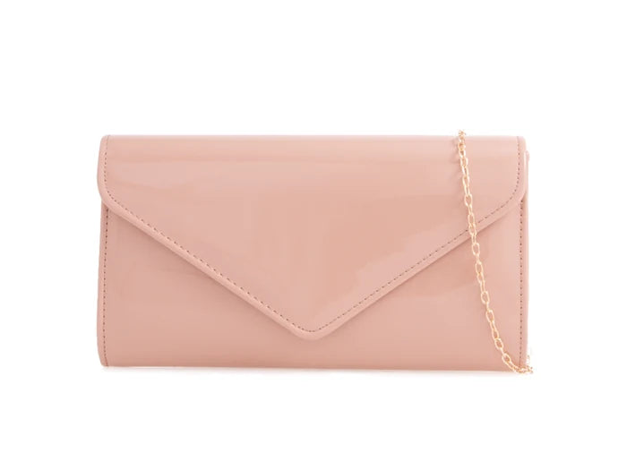 Pale Nude Patent Clutch Bag