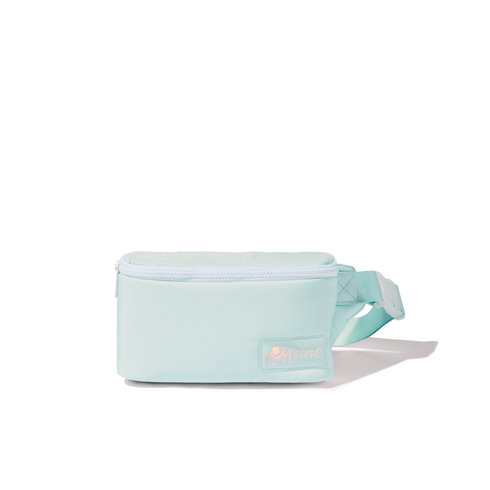 mane by mane addicts puffy crossbody belt bag in mint green