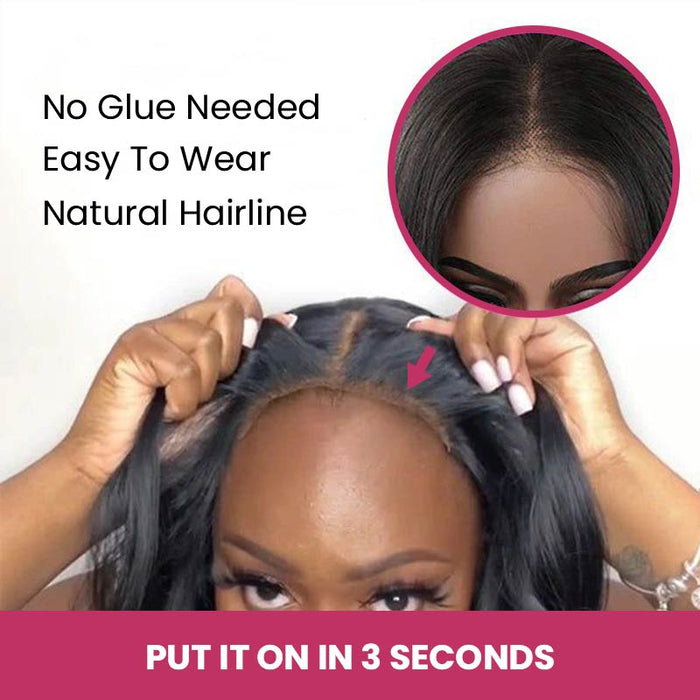wear and go wig no glue needed easy to wear, natural hairline