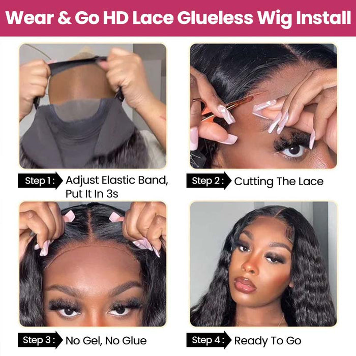 QVR Glueless Pre-cut 4x6 HD Lace Closure Human Hair Wigs Kinky Curly Piano Highlights Color Wear Go Wig