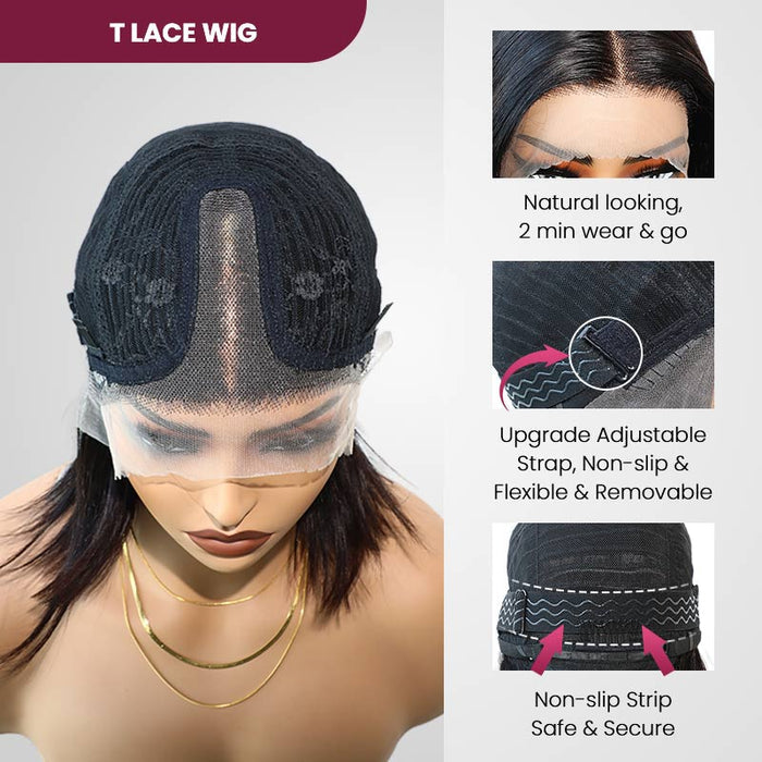 QVR Straight Short Bob Wigs Pre Plucked 4x4 Lace Closure Human Hair Wigs 180% Density