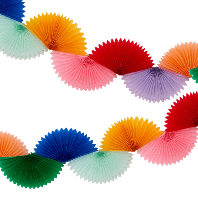 Rainbow Honeycomb Fan Garland Close Up