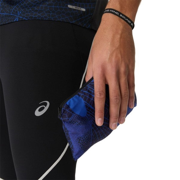 ASICS ROAD LITE SHOW PACKABLE JACKET BLACK DARK COBALT HOMBRE