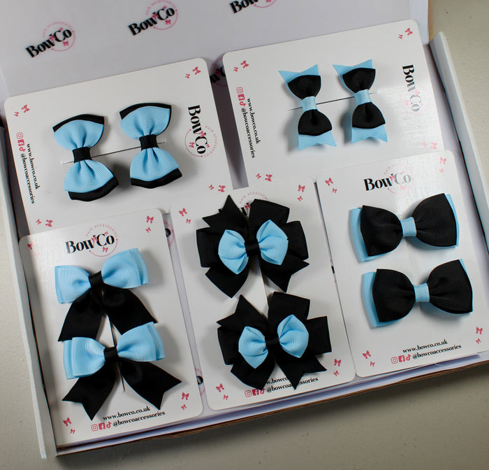 School Bow Bundle Saver - 10 Pack - Black and Blue Topaz - Clip