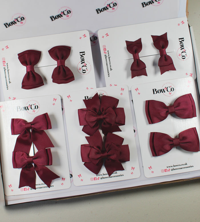 School Bow Bundle Saver - 10 Pack - Burgundy - Clip