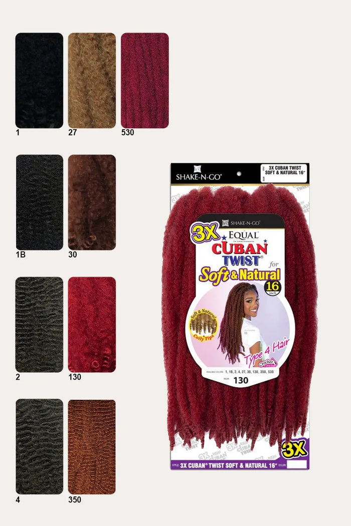 SHAKE N GO FREETRESS EQUAL BRAID - 3X CUBAN TWIST SOFT & NATURAL 16" - BSW BEAUTY CANADA