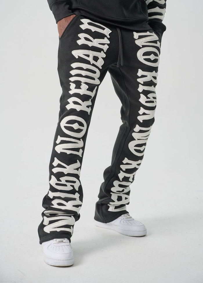 SPARK "NO RISK NO REWARD" FLEECE STACKED PANTS - S5301 - BLACK/WHITE