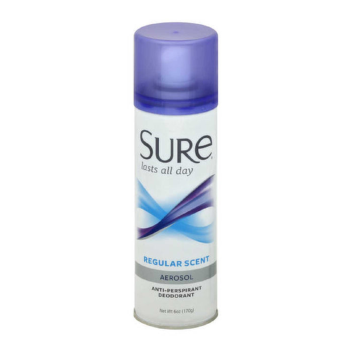 Sure Regular Scent 6 oz Anti-Perspirant & Deodorant Spray - 12 Pack