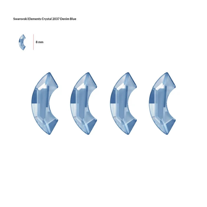 Swarovski Nail Art Denim Blue Semi Circle Crystals 8pcs