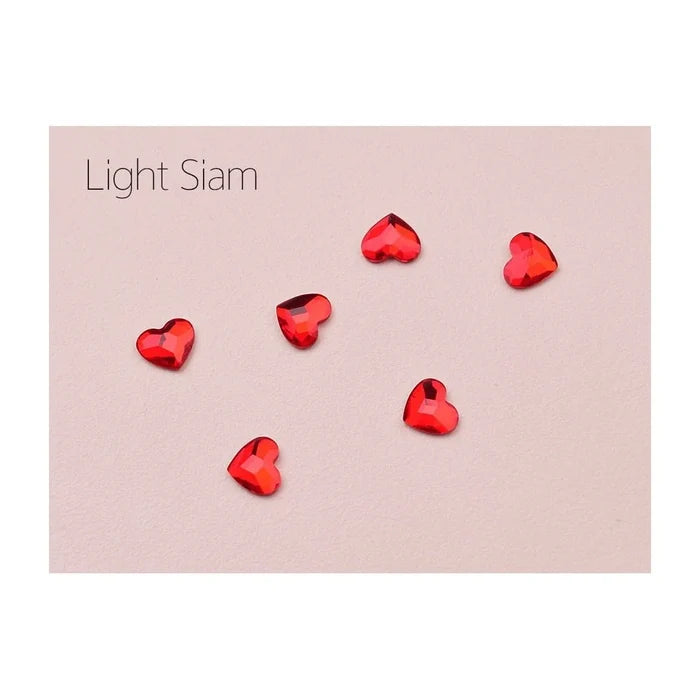 Swarovski Nail Art Light Siam Red Heart Crystals 4pcs