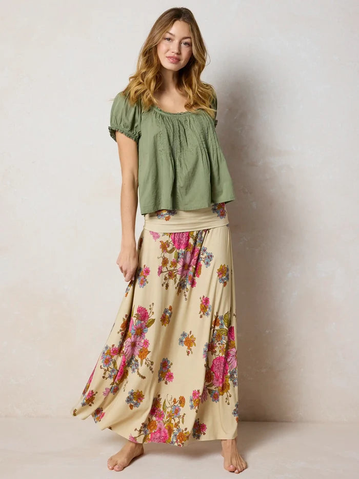 Sweet Nothings Embroidered Cotton Top - Olive-view 4