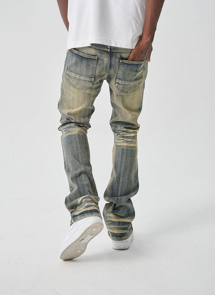 TAKER STEAKED JEANS DWNIM WITH ALLOVER PRINT - T4132 - DK INDIGO