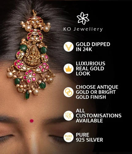The Dviguna Silver Reversible Earrings(Green/Navratna)