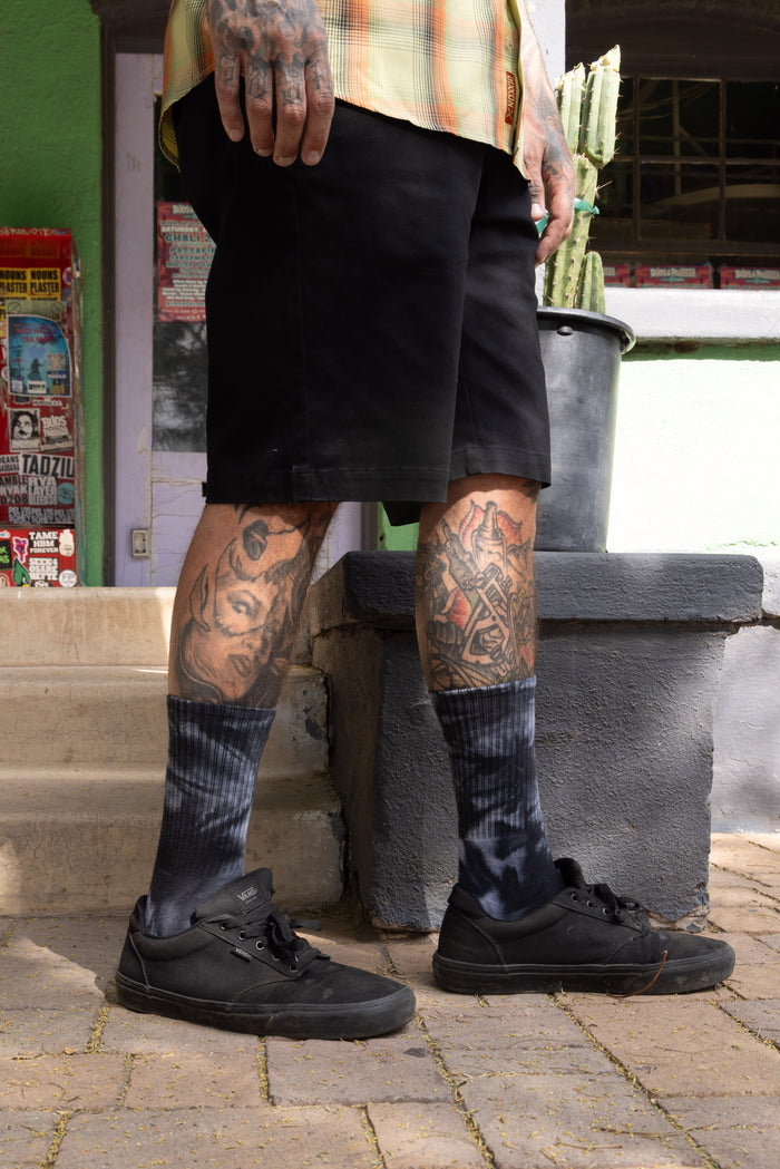 Tie Dye Crew Sock - Black