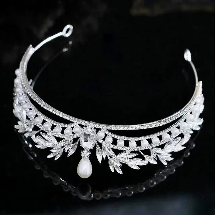 Wedding Hair Accessories - Pearl and Crystal Bridal Tiara - Available in Gold and Silver