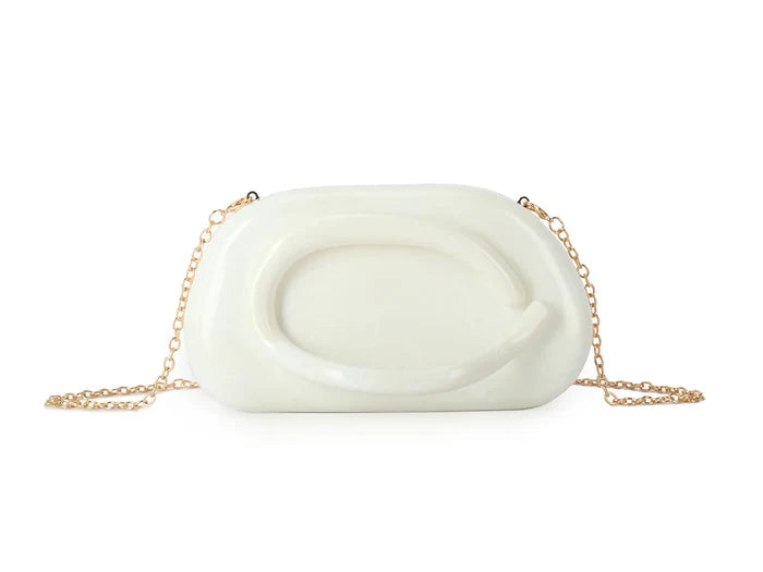 White Pearly Box Clutch Bag