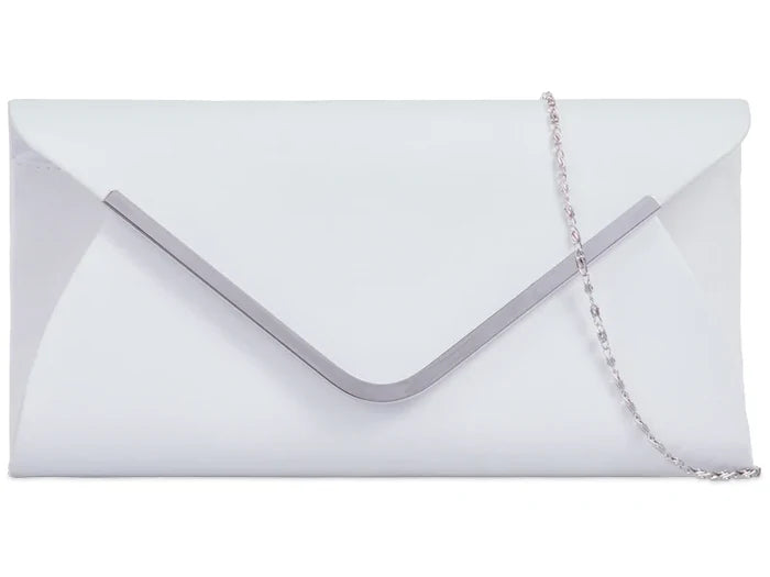 White Suede Effect Clutch Bag