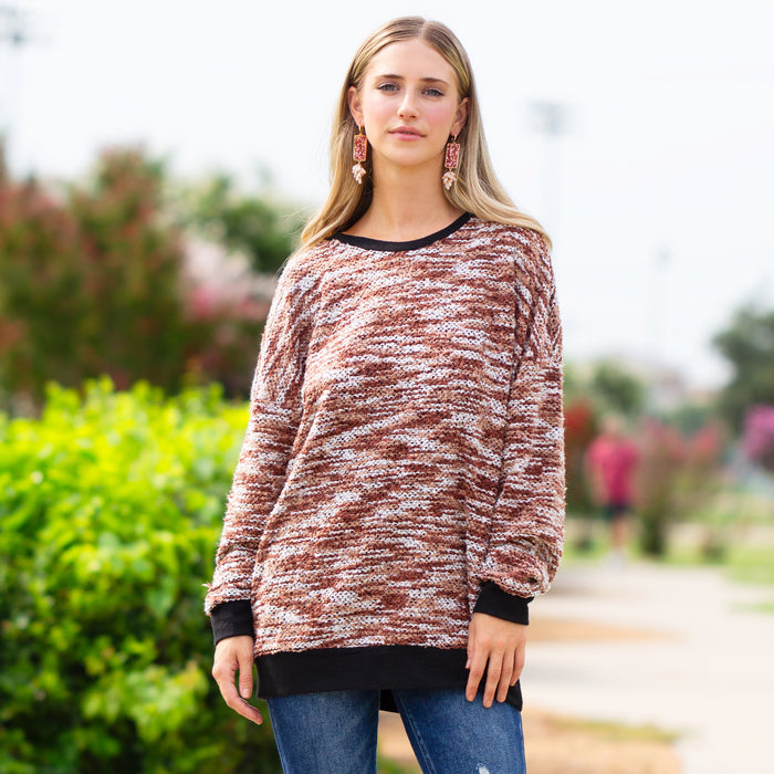 10656 - Knit Long Sleeve Sweater - Brown