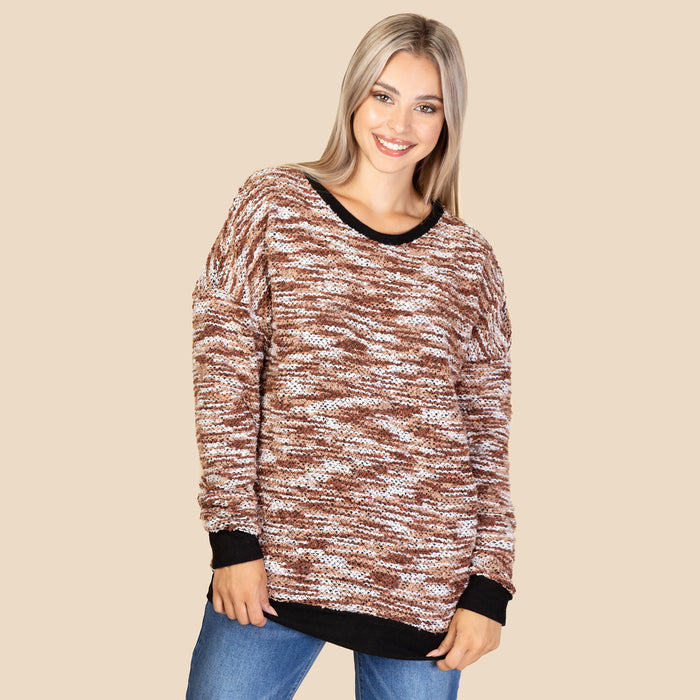 10656 - Knit Long Sleeve Sweater - Brown