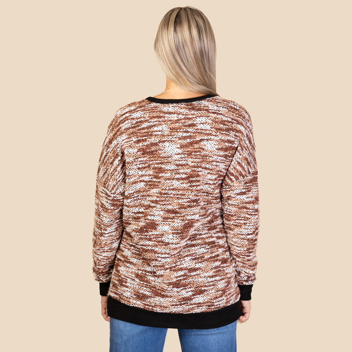 10656 - Knit Long Sleeve Sweater - Brown