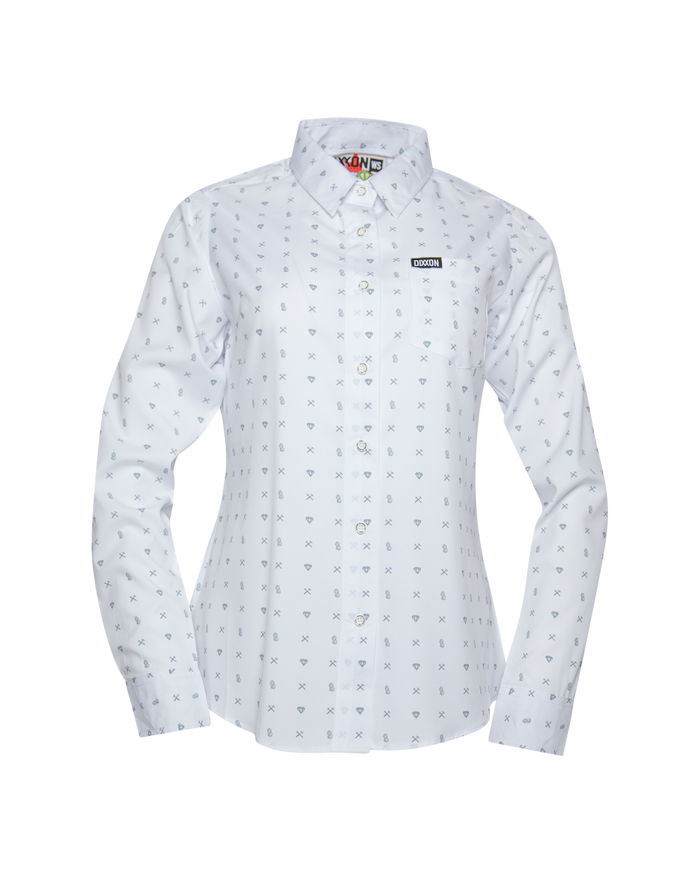 702 Women's Long Sleeve Party Shirt - White Grey