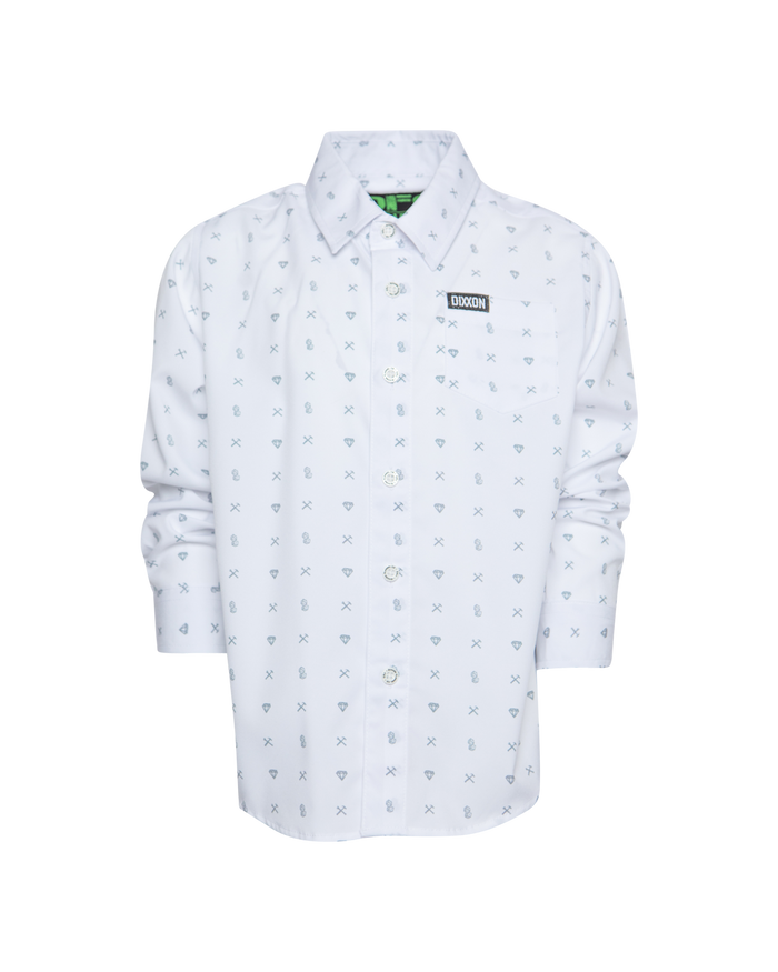 702 Youth Long Sleeve Party Shirt - White Grey